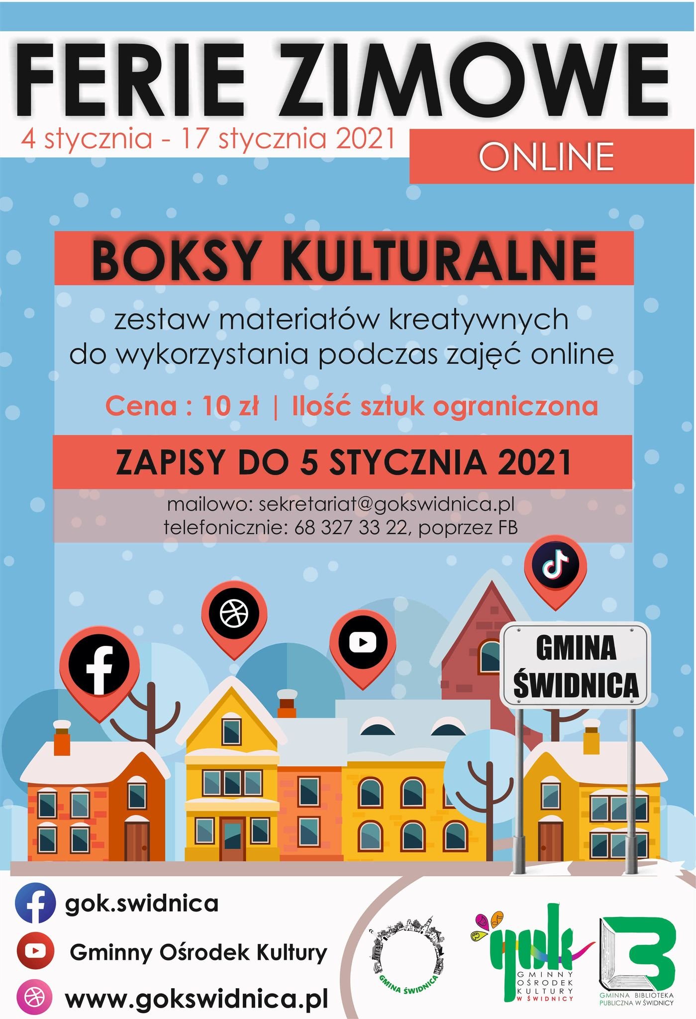plakat ferie zimowe 4 stycznia - 17 stycznia 2021